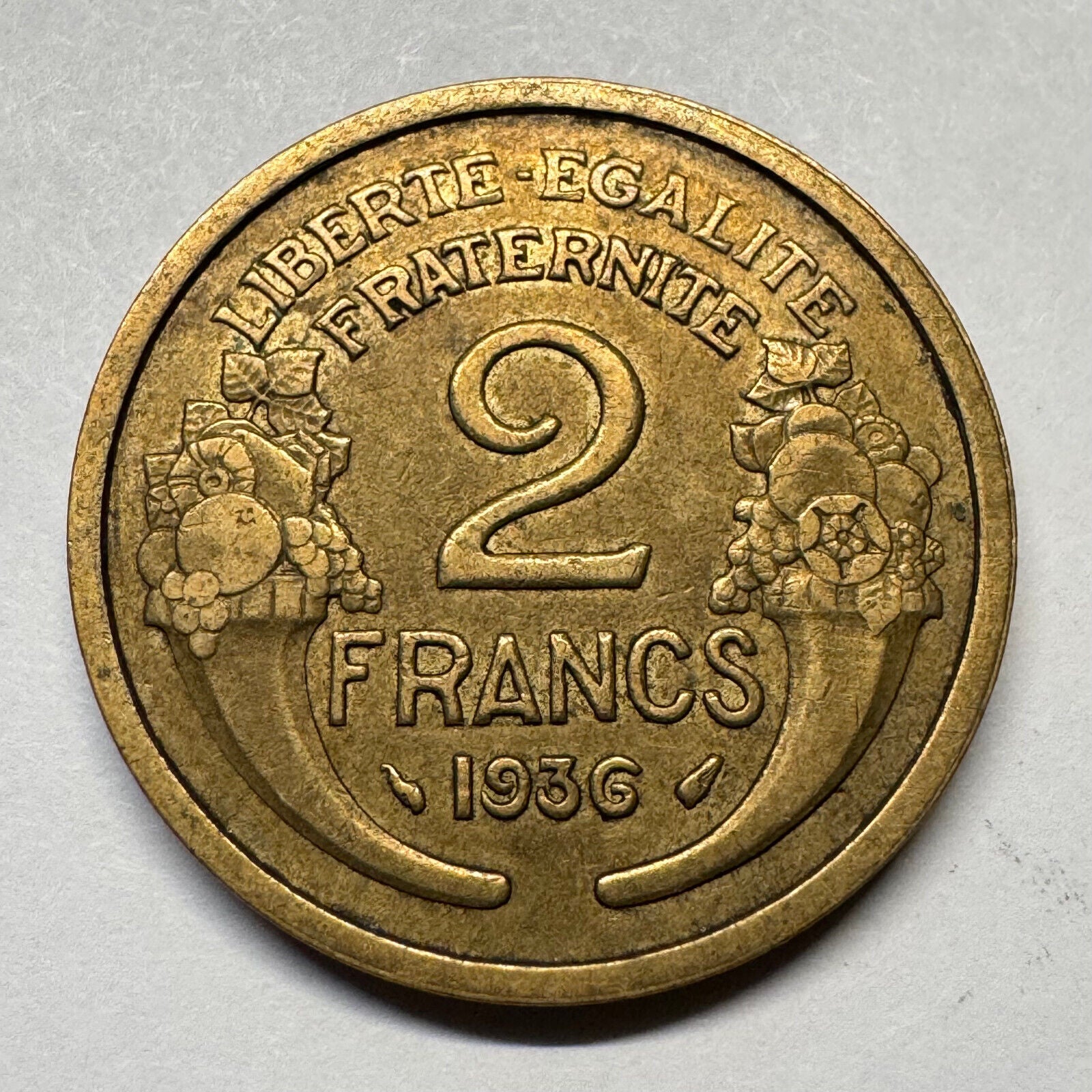 1936 France 2 Francs - Beautiful Coin - #B-002