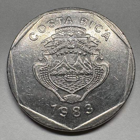 1983 Costa Rica 5 Colones - Beautiful Coin - #A-034