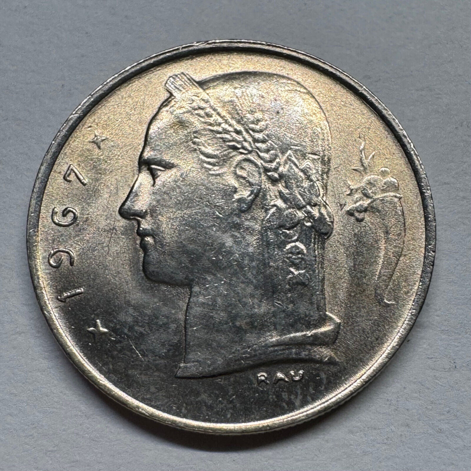 1967 Belgium 1 Franc - Beautiful Coin - #B-058
