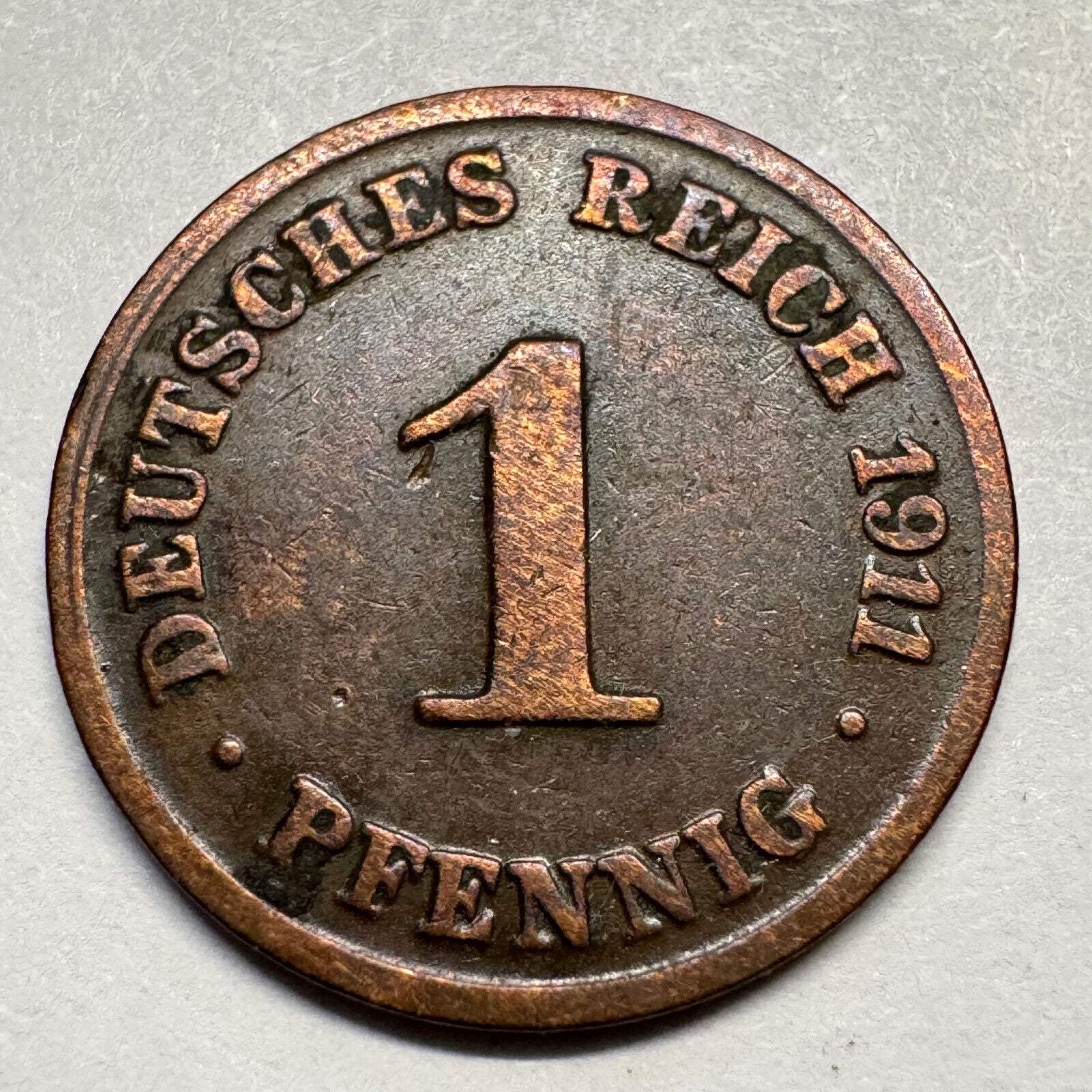 1911 Germany 1 Pfennig - Beautiful Coin - #A-088