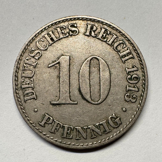 1913 Germany 10 Pfennig - Beautiful Coin - #B-041