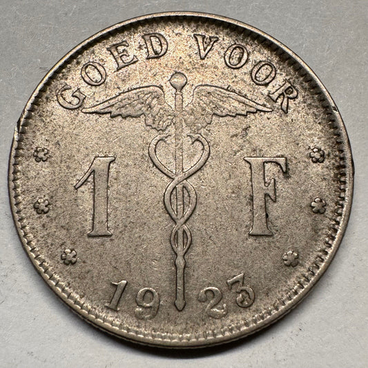 1923 Belgium 1 Franc - Beautiful Coin - #A-018