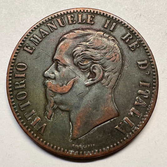 1863 Italy 10 Centesimi - Beautiful Coin - #A-037