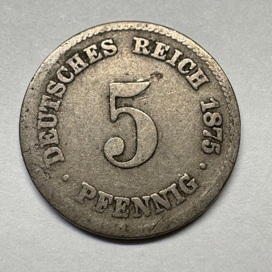 1875 Germany 5 Pfennig - Beautiful Coin - #A-093