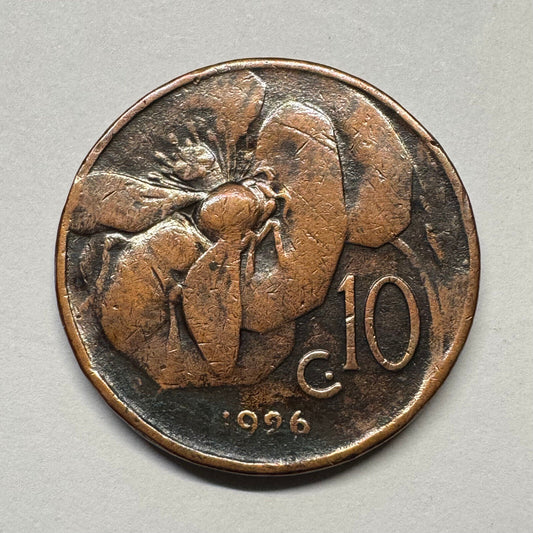 1926 Italy 10 Centesimi - Beautiful Coin - Lot #B-045