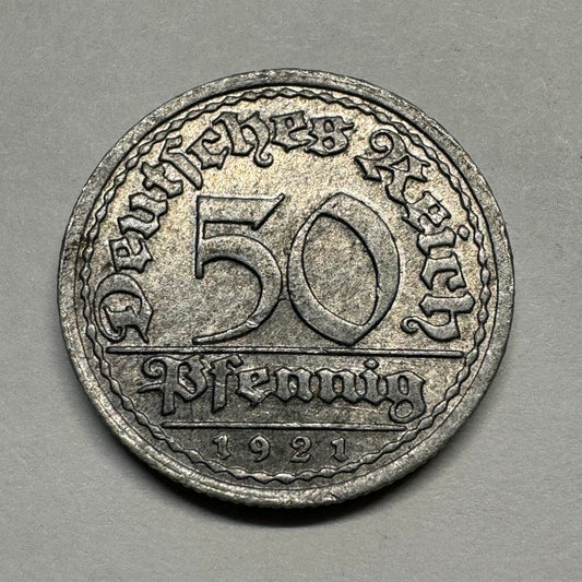 Germany 1921 50 Pfennig- Beautiful Coin - #A-004