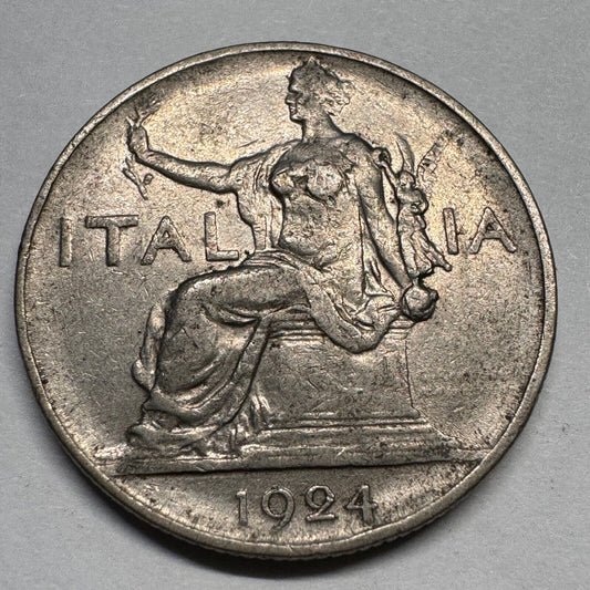 1924 Italy 1 Lira - Beautiful Coin - #A-050