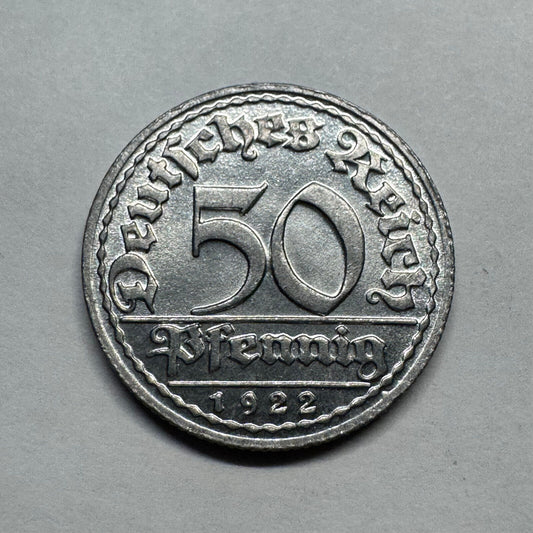 1922 Germany 50 Pfennig - Beautiful Coin - #B-014