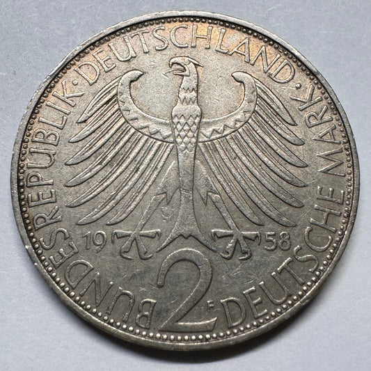 1958 Switzerland 2 Mark - F - Beautiful Coin - #A-043