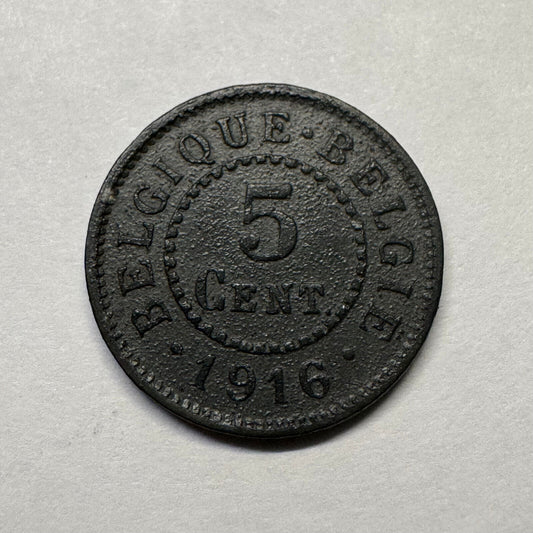 1916 Belgium 5 Centimes - Beautiful Coin - #B-023