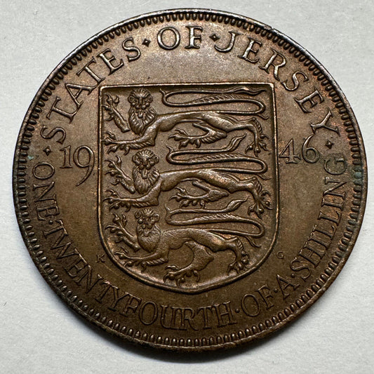 1946 Jersey 1/24 Shilling UK - Beautiful Coin - #A-006