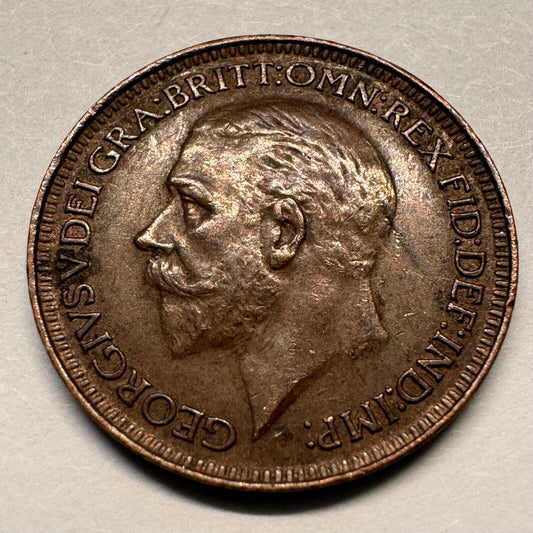 1928 UK 1 Farthing - Beautiful Coin - #A-066