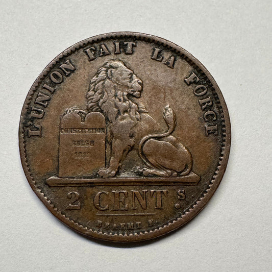 1875 Belgium 2 Centimes - Beautiful Coin - #B-052