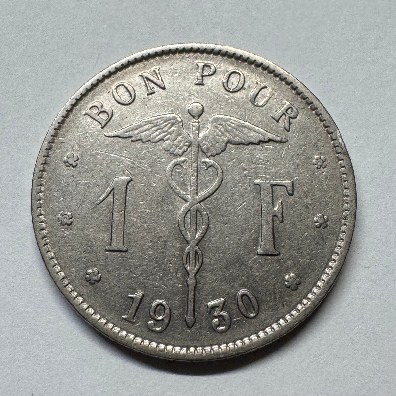 1930 Belgium 1 Franc - Beautiful Coin - #B-052