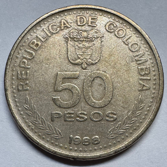 1988 Colombia 50 Pesos - Beautiful Coin - #A-075