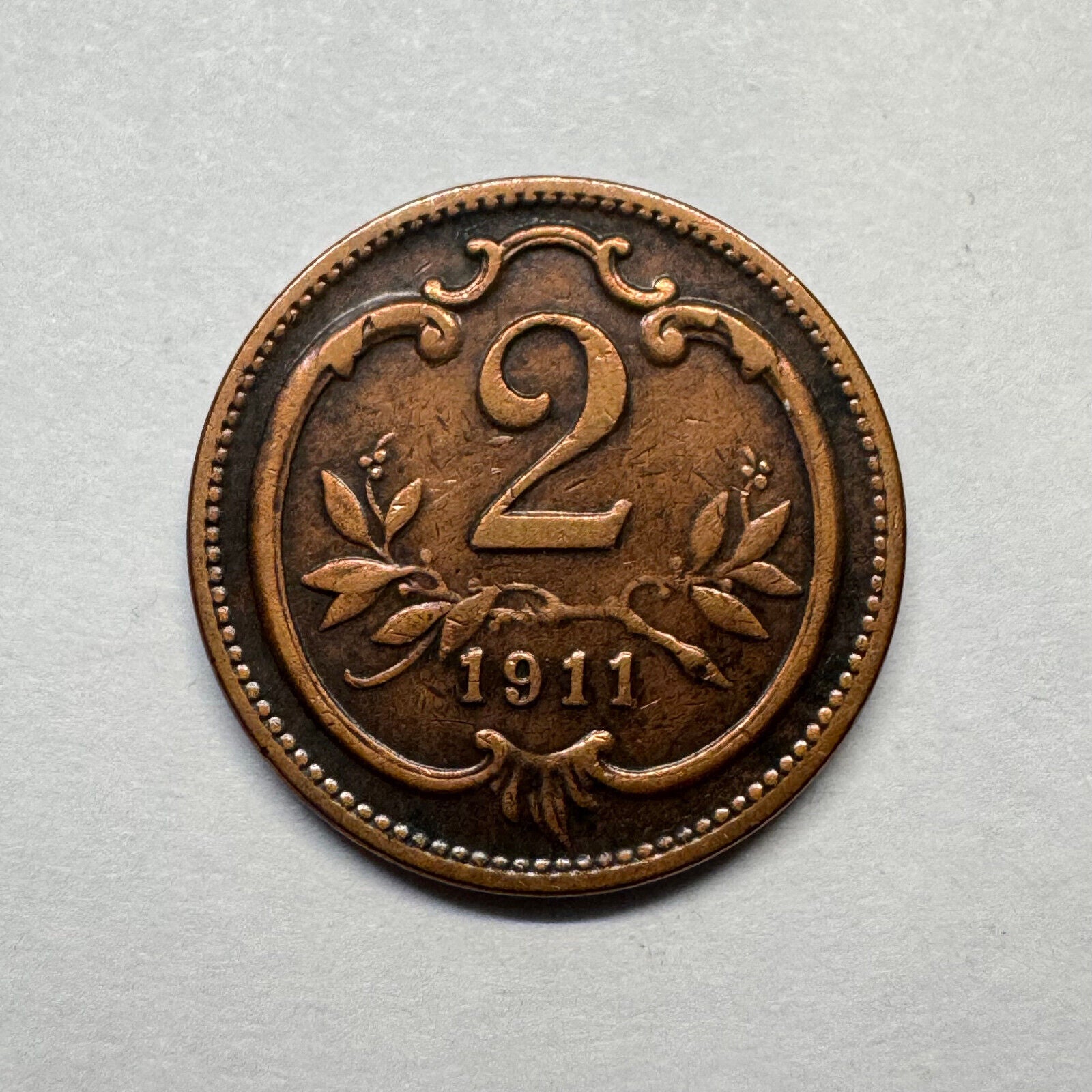 1911 Austria 2 Heller - Beautiful Coin - #B-012