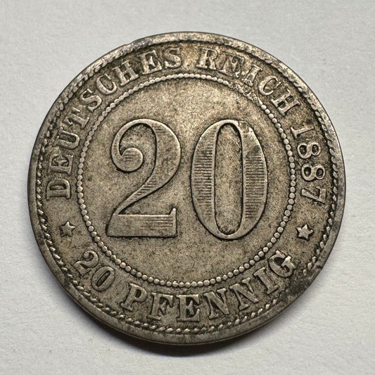 1887 Germany 20 Pfennig - D - Beautiful Coin - #B-057