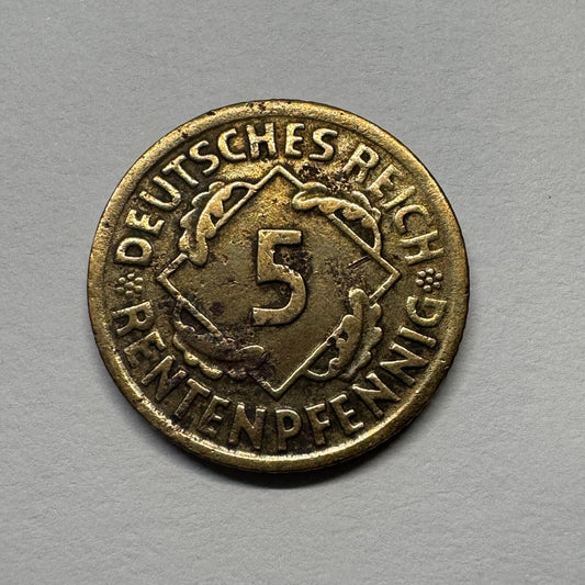 1924 Germany 5 Rentenpfennig - Beautiful Coin - #B-042