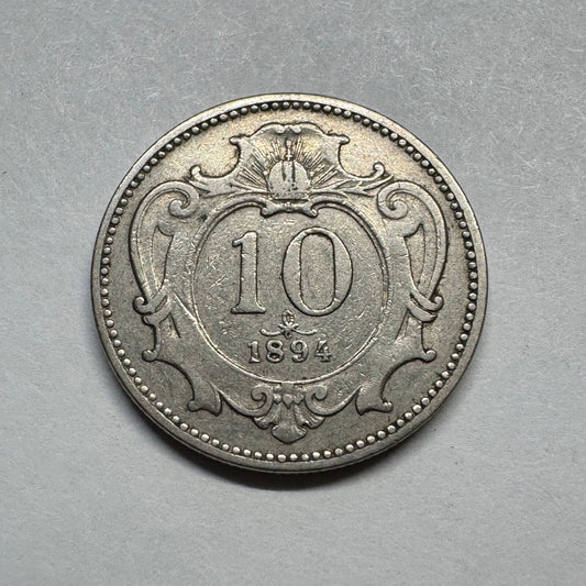1894 Austria 10 Heller - Beautiful Coin - #B-005