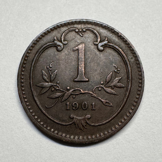 1901 Austria 1 Heller - Beautiful Coin - #B-060