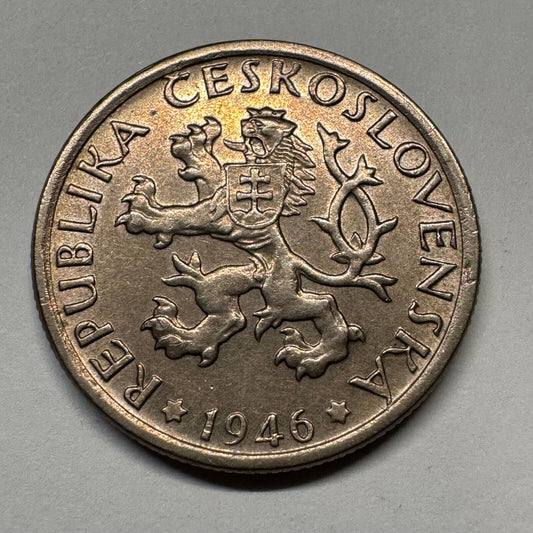 1946 Czechoslovakia 1 Koruna - Beautiful Coin - #B-054