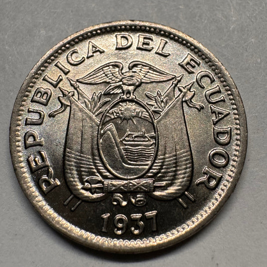 1937 Ecuador 5 Centavos - Beautiful Coin - #A-042