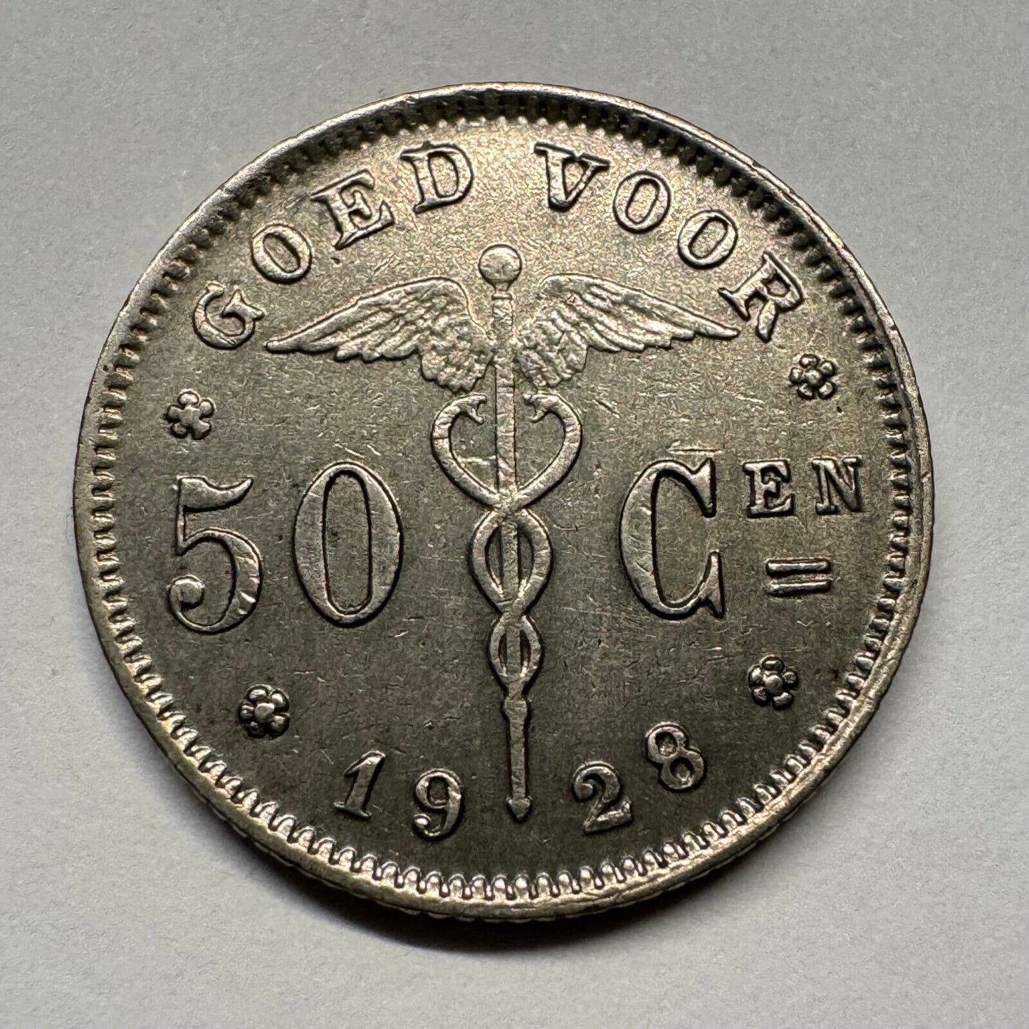 1928 Belgium 50 Centimes - Beautiful Coin - #B-048