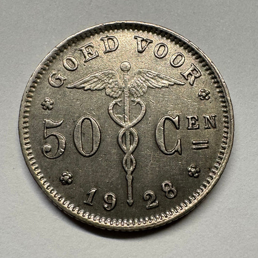 1928 Belgium 50 Centimes - Beautiful Coin - #B-048