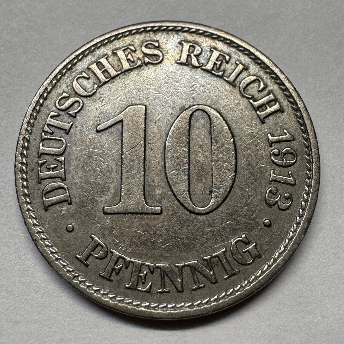 1913 Germany 10 Pfennig - Beautiful Coin - #A-094