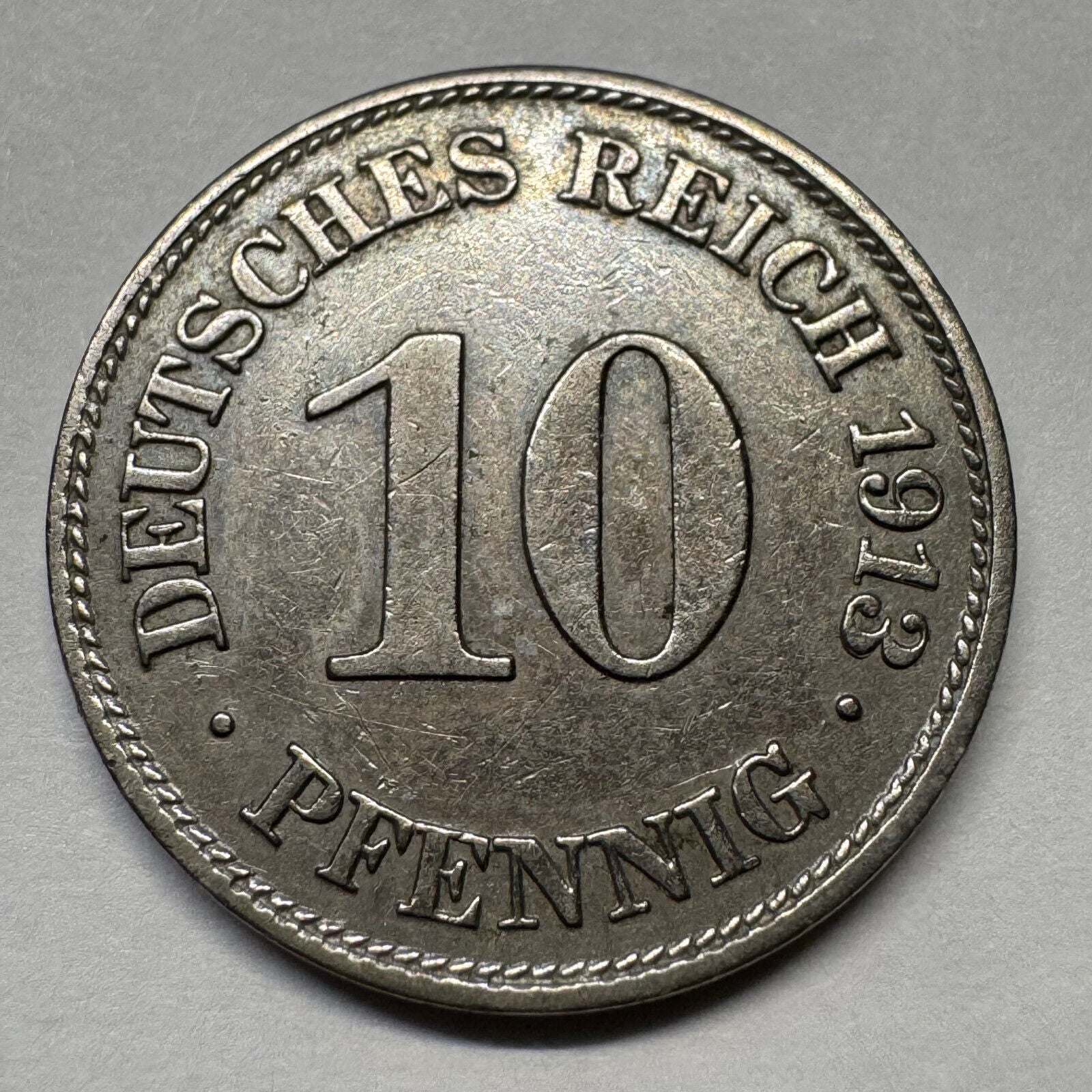 1913 Germany 10 Pfennig - Beautiful Coin - #A-094