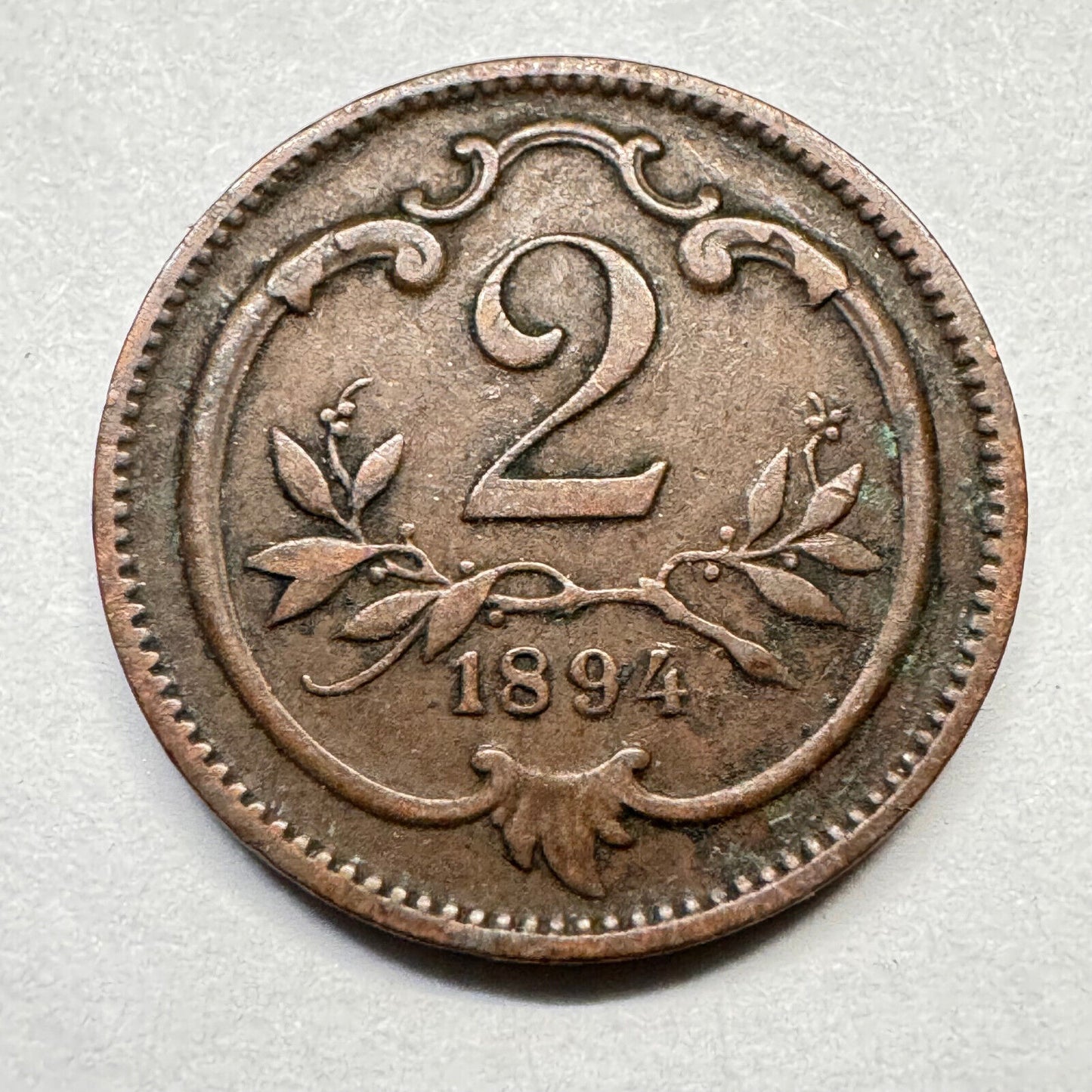 1894 Austria 2 Heller - Beautiful Coin - #A-015