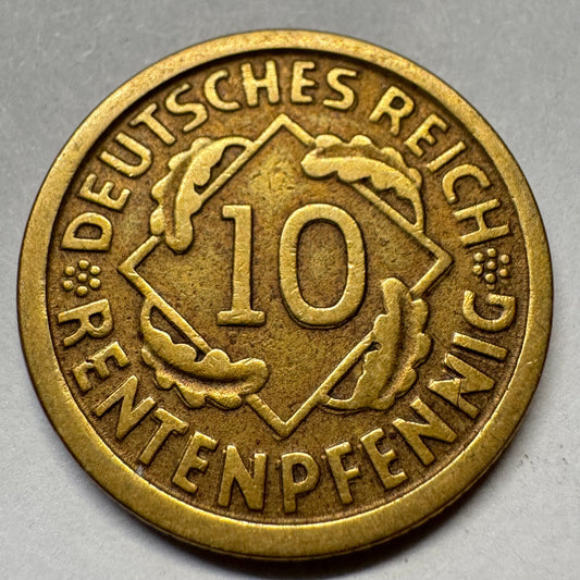 1924 Germany 10 Rentenpfennig - Beautiful Coin - #A-089