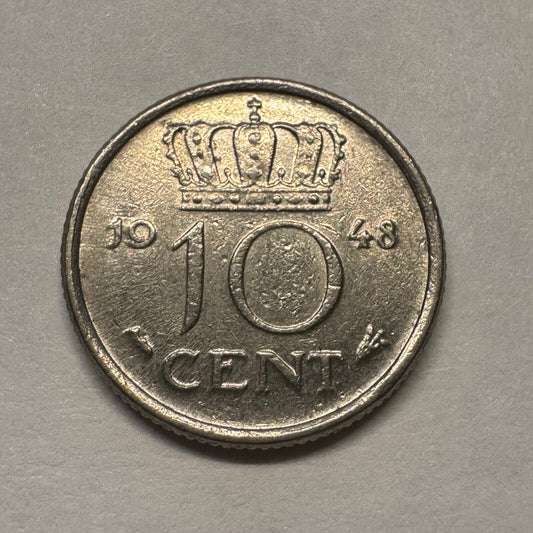 1948 Netherlands 10 Cents - Beautiful Coin - #A-080