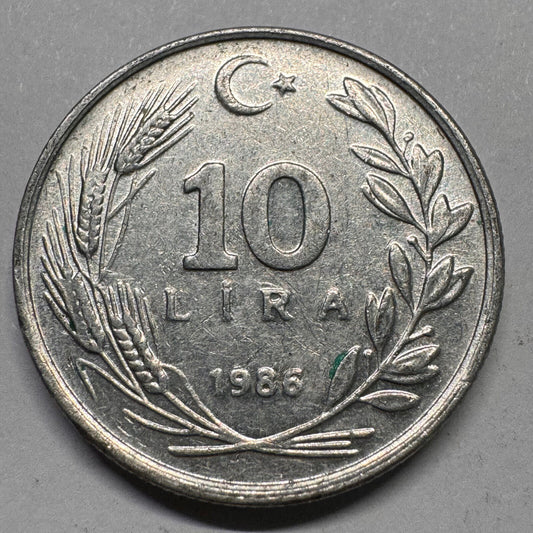 1986 Turkey 10 Lira - Beautiful Coin - #A-061