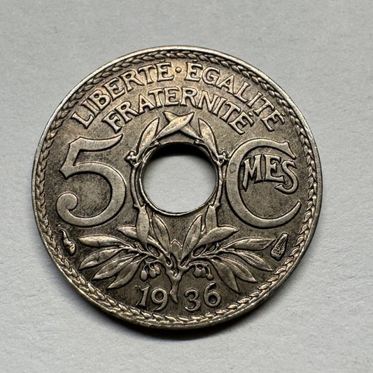 1936 France 5 Centimes - Beautiful Coin - #B-043