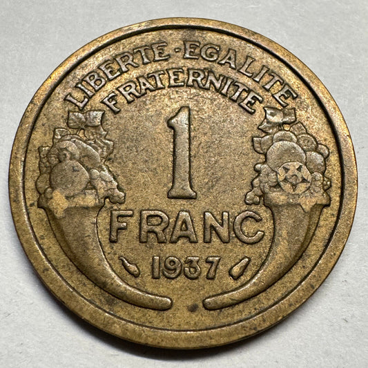 1937 France 1 Franc - Beautiful Coin - #A-076