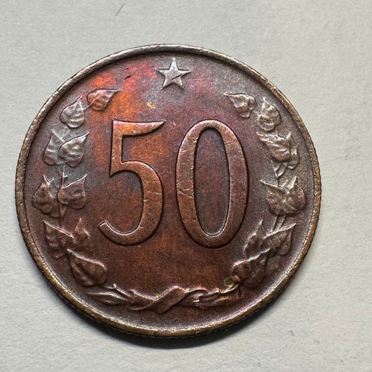 1970 Czechoslovakia 50 Haleru - Beautiful Coin - #B-040
