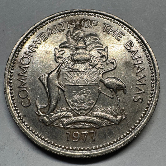 1977 Bahamas 25 Cents - Beautiful Coin - #A-070