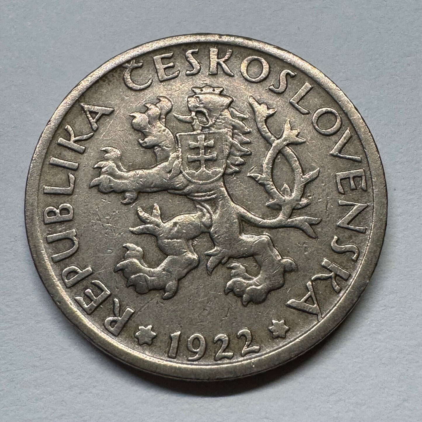 1922 Czechoslovakia 1 Koruna - Beautiful Coin - #B-058