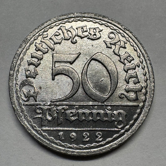 1922 Germany 50 Pfennig - Beautiful Coin - #A-094