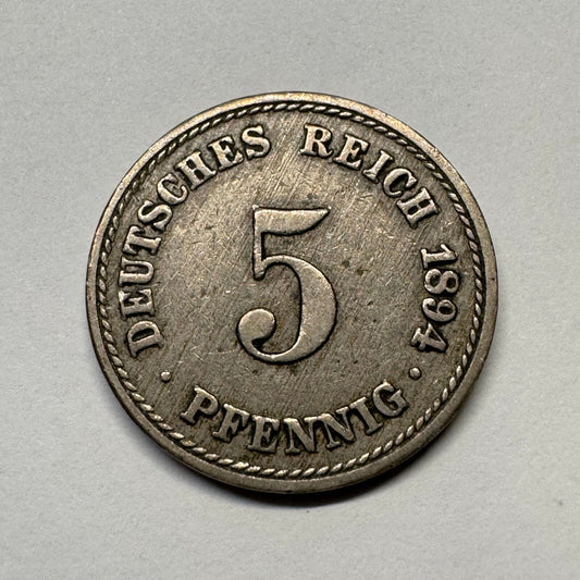 1894 Germany 5 Pfennig - Beautiful Coin - #B-050