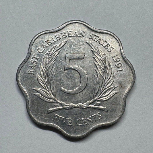 1991 East Caribbean States 5 Cents - Beautiful Coin - #B-060