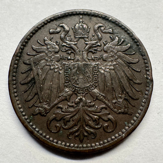 1897 Austria 2 Heller - Beautiful Coin - #A-095