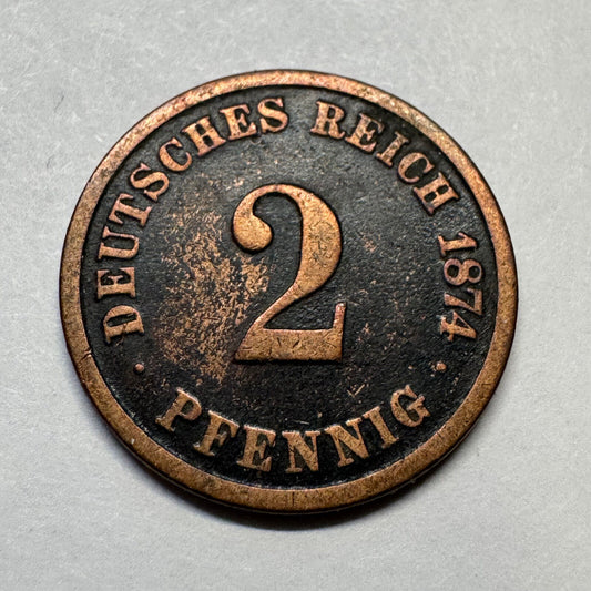 1874 Germany 2 Pfennig - Beautiful Coin - #A-088