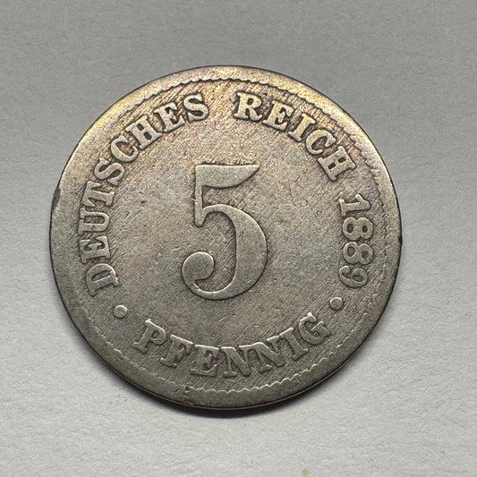 1889 Germany 5 Pfennig - Beautiful Coin - #B-042