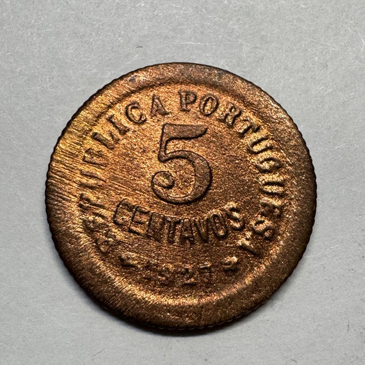 1927 Portugal 5 Centavos - Beautiful Coin - #B-021