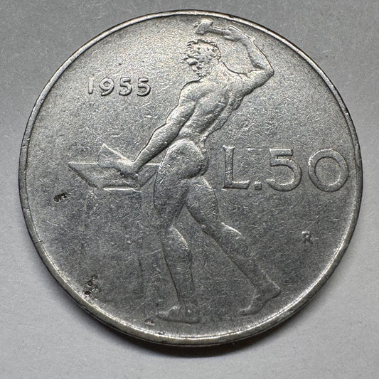1955 Italy 50 Lire - Beautiful Coin - #A-058