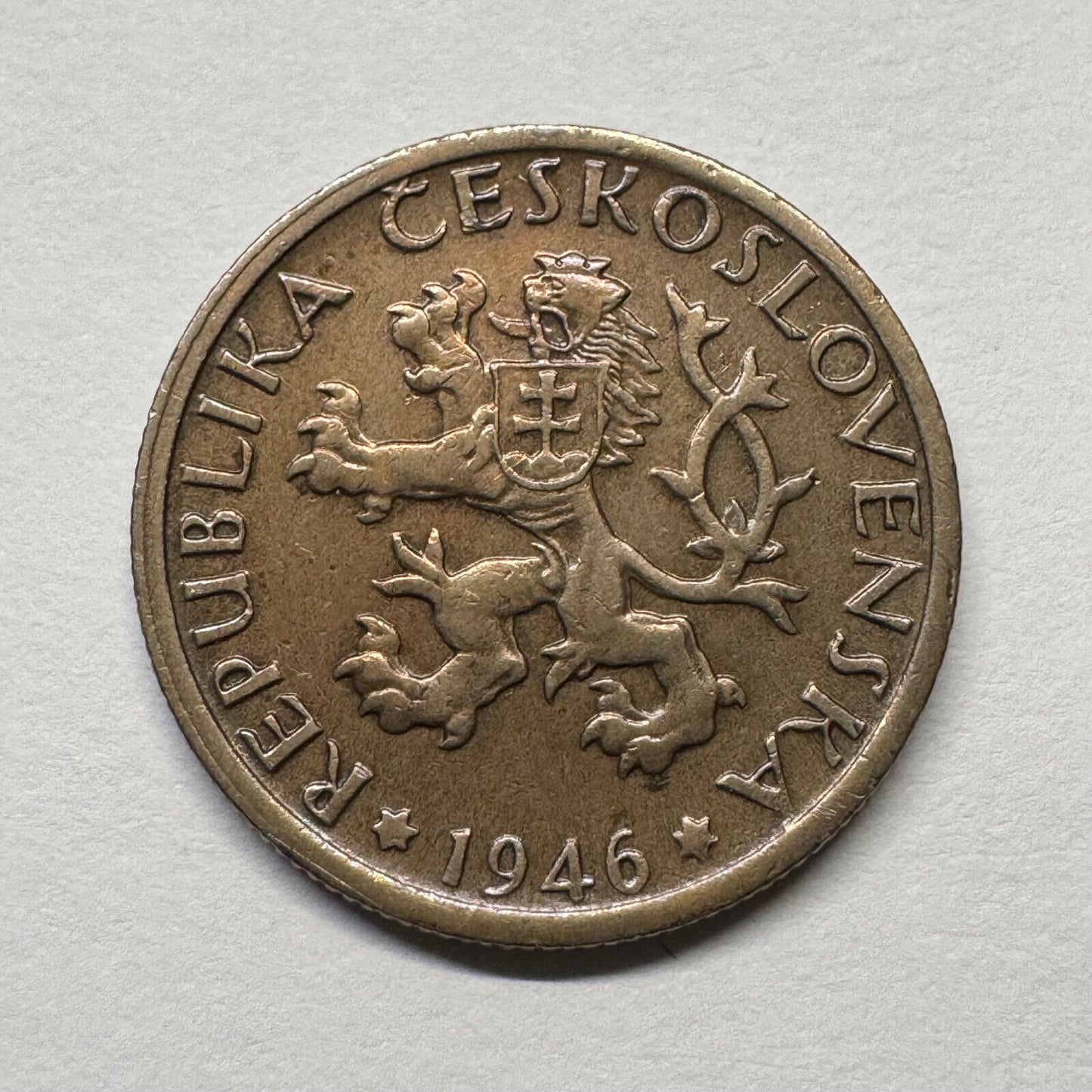 1946 Czechoslovakia 1 Koruna - Beautiful Coin - #B-049