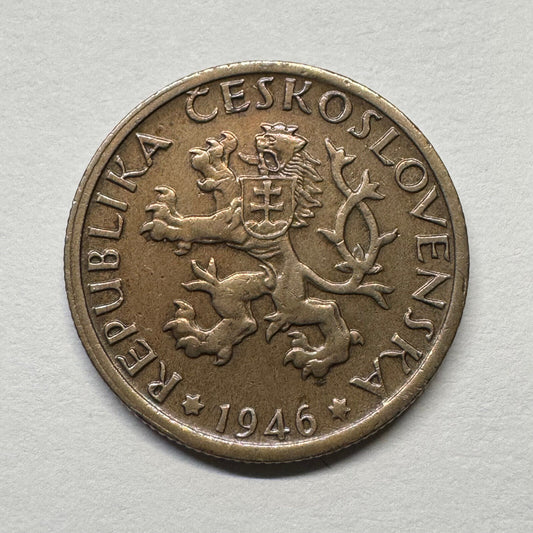 1946 Czechoslovakia 1 Koruna - Beautiful Coin - #B-049
