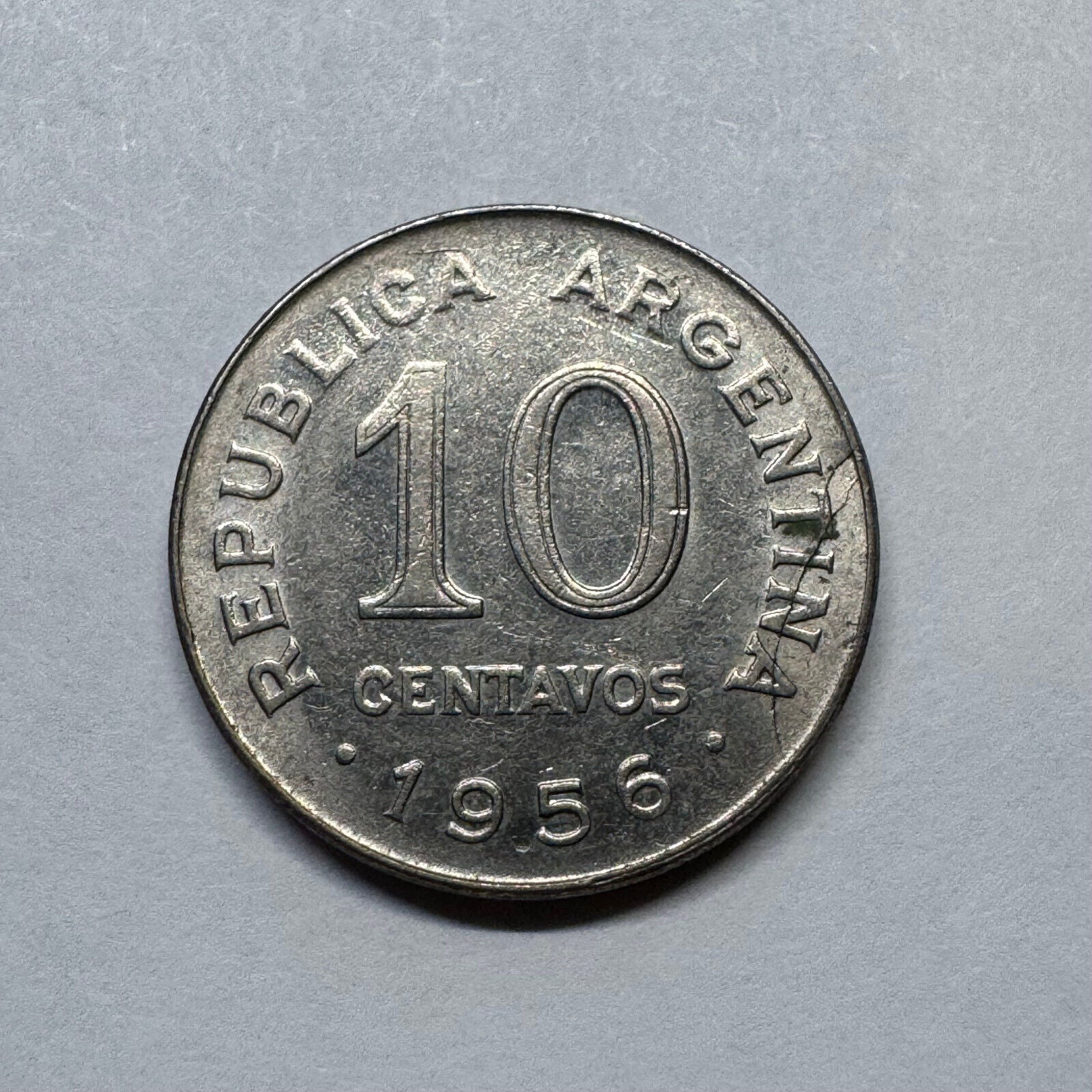 1956 Argentina 10 Centavos - Beautiful Coin - #B-034